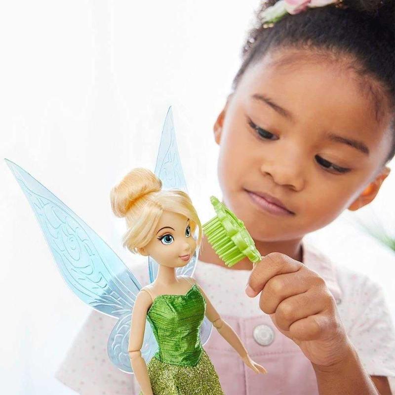 Disney Store Official Tinker Bell Classic Doll for Kids, Peter Pan, 10  Inches, Includes Brush with Molded Details, Fully Posable Toy in Glittery  Dress