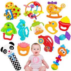 Antika - Baby Rattles Teething Toys Set Infant Toys 0-3 3-6 6-12 Months Newborn Brain Development Baby Sensory Toys Travel Toys Baby Shower Gifts Montessori Fine Motor Skills Toys for Babies 3 4 5 Month Old - kitantik - kitaLog