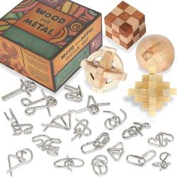 Antika - Brain Teasers Metal Puzzles for Kids & Adult 22Pack, Mind, Logic and IQ Game Test Toy for Teens, Disentanglement 3D Coil Cast Wire Chain Intelligence Toy for Party & Office, Puzzle Travel Games (Hard) - kitantik - kitaLog