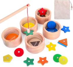 Antika - Montessori Wooden Toys for 1 2 3 Years Old Boys Girls, Color Sorting & Shape Sorter Toys for Toddlers 1-3, Magnetic Fishing Game, Sorting & Stacking Toys, First Birthday Gift, Christmas - kitantik - kitaLog