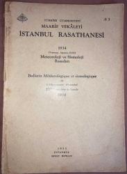 İstanbul Rasathanesi 1934 (Temmuz, Ağustos, Eylül) Meteoroloji ve Sismoloji Rasadatı