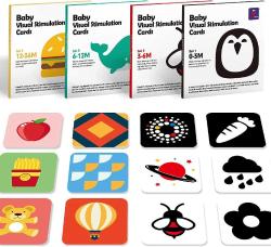 Antika - Baby Flash Cards High Contrast Visual Stimulation Cards 0-3-6-12-36 Months 80 Pcs Baby Toys 0-6 to 12-18 Months 6''&times; 6'' Large Size Tummy Time Toys for Babies 0-6M Newborn Black White Colorful Card - kitantik - kitaLog