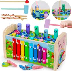 Antika - 8 in 1 Wooden Hammering Pounding Toys Music Fishing Game Xylophone Toy Pounding Bench Baby Sensory Developmental Toy Fine Motor Skill Preschool Toddler Activities Gift Montessori Educational Toys - kitantik - kitaLog