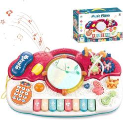 Antika - Dlordy Baby Piano Musical Toys, Drum, Guitar, Various Sounds Musical Toys for Boys Girls Age 1-3 Musical Instruments 1/2/3/4/5 Year Old Birthday Gifts Present Early Education Gift Pink - kitantik - kitaLog