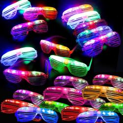 Antika - LED Glasses Glow in the Dark Party Favors Supplies for Kids 24 Pack Flashing Plastic Light Up Glasses Toys Bulk 3 Replaceable Battery Flashing Light fit New Years Eve Party Concert Birthday Holiday - kitantik - kitaLog