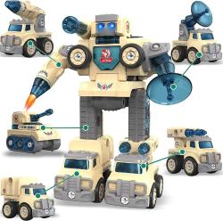 Antika - Car Toys Take Apart Robot with DIY 5 in 1 Peace Defender Military,Special Vehicles Transform into Robot,STEM Disassemble Mecha,Great Gift for Kids, Boys & Girls - kitantik - kitaLog