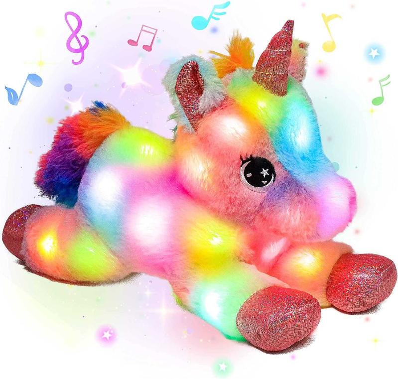 Glow Guards Light up Unicorn Stuffed Animal Soft Hugging Glowing Singing  Plush Toy with LED Night Lights Nursery Songs Children's Day Birthday for