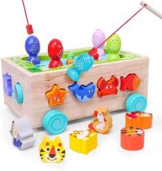 Antika - Toddlers Montessori Fishing Wooden Toys, Multifunctional Fishing Animals Educational Learning Toys for 1,2,3,4 Year Old Baby Boys and Girls, Montessori Preschool Shaped & Size Matching Toy Car - kitantik - kitaLog