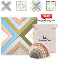 Antika - Made with Stars | BPA Free Silicone Educational Toys | Earthy Sky 12 pc Puzzle | Sensory Montessori 7 Layer Rainbow Stacker | Fine Motor Skills | Gift with Bag - kitantik - kitaLog