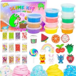 Antika - Slime Kit for Girls Boys ,Include 6 Pack Butter Slime and 6 Pack Crystal Slime，12pcs Slime Charms and Sprinkles, Super Soft and Non-Stick,Easy Clean Slime,DIY Colorful Rainbow Slime Toy for Kids - kitantik - kitaLog
