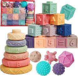 Antika - IIFONII Baby Blocks 23PCS Soft Stacking Blocks for Baby 6 to 12 Months, Montessori Toys for Babies 1 2 3 Years Old Building Blocks Toys for Babies 6 Months and Up, Educational Learning Toys - kitantik - kitaLog