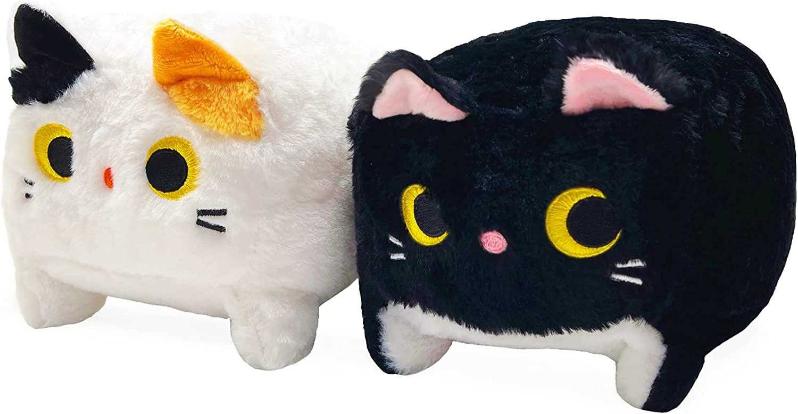 2PCS 787 Square Black Cat Plush Toys Set Cute Kitty Plushie Cat Plushies  Stuffed Animal Kawaii