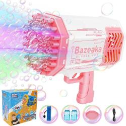 Antika - Bubble Machine Bubble Gun 69 Holes with Colorful Lights Rocket Boom Bubble Gun Blower for Adults Kids Rocket Launcher Bubble Machine Toys for Outdoor Birthday Wedding Party Gift (Pink) - kitantik - kitaLog