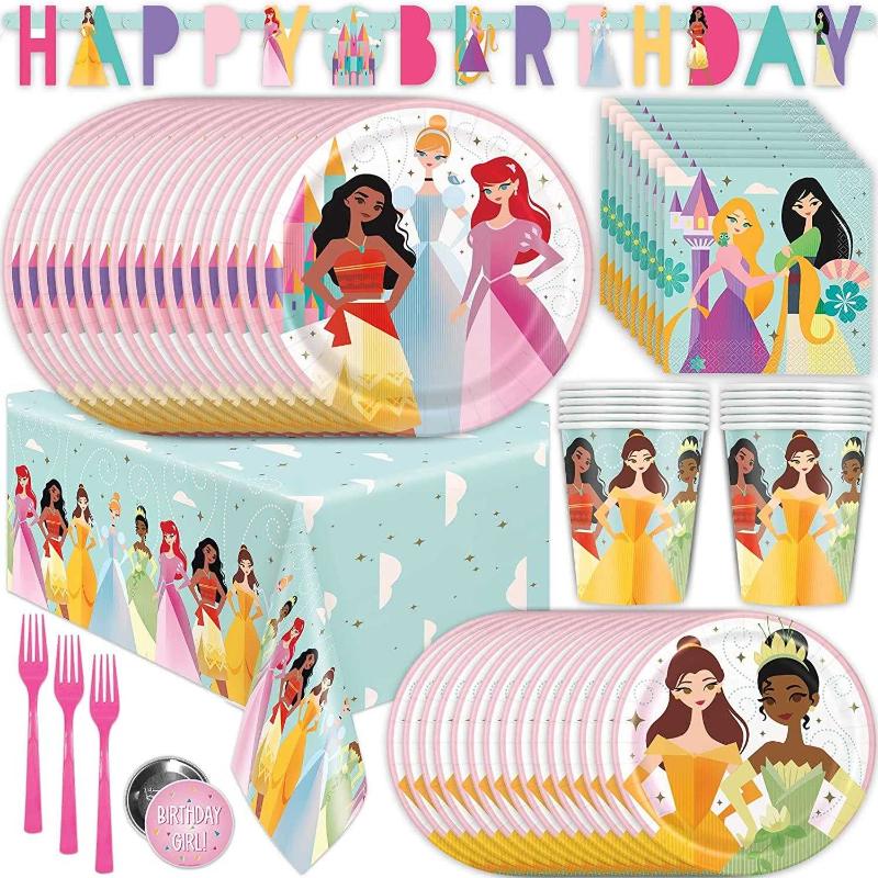 ZYOZI 37 Pcs Barbie Princess Birthday Party Supplies Pink Party Decorations  Include Birthday Banner, Cake Topper,