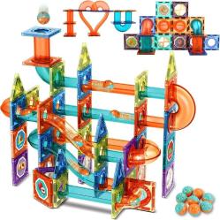 Antika - Magnetic Tiles Marble Run for Kids, 98PCS Clear 3D Building Blocks Set Race Track Toy Construction Kit Castle Building Blocks for Toddlers Kids Aged 3 4 5 6 7 8 9 10+ Years Old - kitantik - kitaLog