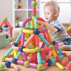 Antika - BAKAM Magnetic Building Blocks for Kids Ages 4-8, STEM Construction Toys for Boys and Girls, Large Size Magnetic Sticks and Balls Game Set for Kid&rsquo;s Early Educational Learning (64PCS) - kitantik - kitaLog