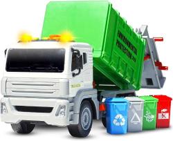 Antika - Garbage Truck Toys for Boys, Waste Management 3 Year Old Boy Toy Cars, Large Trash Truck Playset, 4 Rear Loading Trash Cans, Children Gift Age 3, 4, 5, 6, Kids, Green Recycling Truck for Toddlers - kitantik - kitaLog