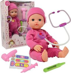 Antika - Interactive 16&rdquo; Baby Doll Toy Doctor Kit with Light Up Heartbeat Sound Stethoscope, Pretend Role Play Accessories Set - Medical Checkup Playset Gift Pack for Kids, Girl Toddler &ndash; Pink, (16 Inch) - kitantik - kitaLog