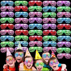 Antika - 50Pack Light Up Glasses, 5 Neon Colors Led Glasses, Glow in The Dark Party Supplies Glow Stick Glasses, Light up Party Favors for Kids Adult Birthday Wedding Valentines Easter Party Pinata Stuffers - kitantik - kitaLog