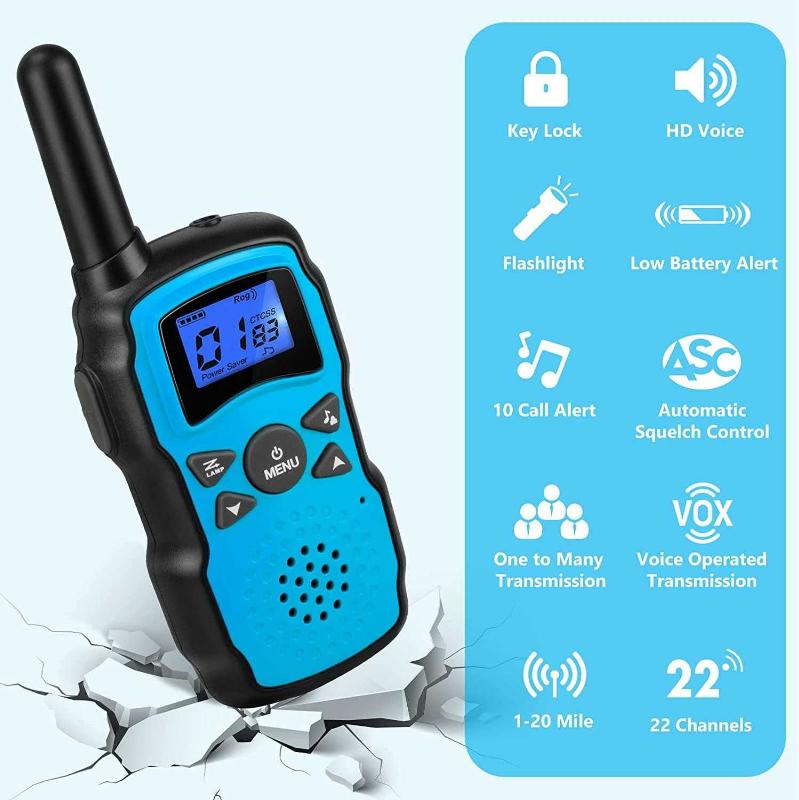 Wishouse Walkie Talkies for Kids Adult Long Range Rechargeable Pack,Boy  Wearable Walky Talky Set Way Radio with USB Charger Battery,Camping Games  Toy Birthday Xmas Gift for Girl Children Family