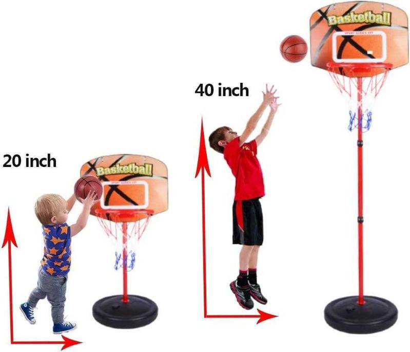AugToy Toddler Basketball Hoop Stand Adjustable Height 2.5 ft -6.2 ft Mini  Indoor Basketball Goal Toy with Ball Pump for Kids Boys Girls 2 3 4 5 Years  Old Outdoor Outside Toys 1-3 Yard Backyard Games