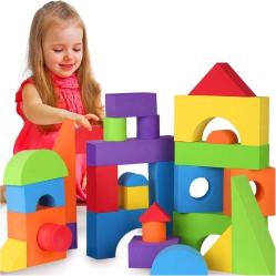 Antika - Large Building Foam Blocks for Toddlers &ndash; Giant Jumbo Big Building Blocks &ndash; Variety Shapes and Colors &ndash; Waterproof, Washable, Stackable, Non-Toxic Construction Daycare Preschool Toys - kitantik - kitaLog