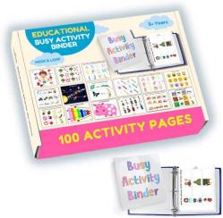 Antika - Yelicious Busy Book Binder for Toddlers with 100 Activity Pages &ndash; Preschool Learning Resource Kit Will Let Your Child Learn to Count, Match, Organize, Find, Identify & Recognize - Montessori Inspired - kitantik - kitaLog