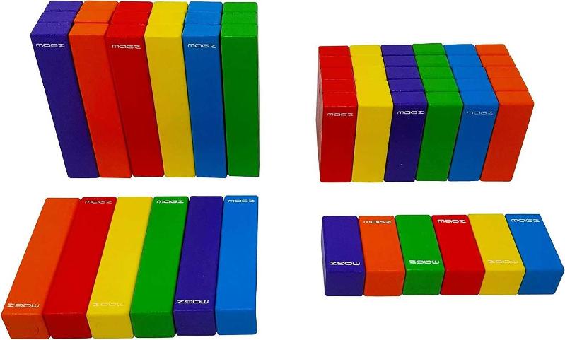 Magz Wooden Bricks 60 Piece Magnetic Building and Stacking Blocks