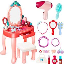 Antika - UNIH Toddler Vanity Set Kids Toy Vanity Table for Little Girls with Mirror and Stool, Princess Vanity Toys for 2 3 4 5 Year Old Girls Gift - kitantik - kitaLog