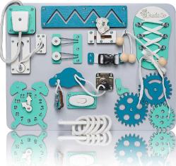 Antika - Busy Board for 1 Year Old &ndash; Montessori Board - Toddler Sensory Board &ndash; Locks Latches Board &ndash; Busy Cube &ndash; Activity Board &ndash; Waldorf Toys -Toddler Travel Toys - Wooden Daycare Busy Board - kitantik - kitaLog