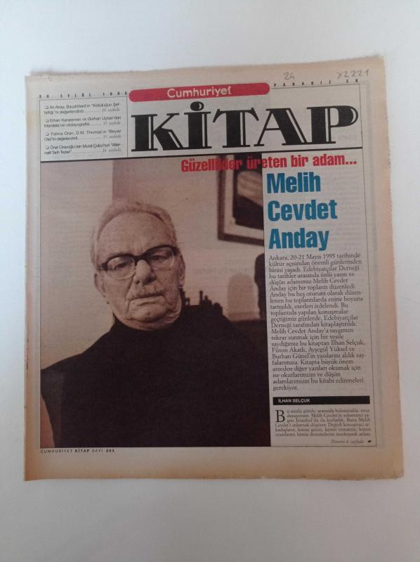 Cumhuriyet Kitap 28 Eylül 1995 Sayı 293 Melih Cevdet Anday  