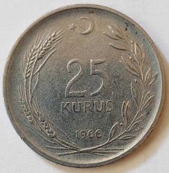 25 KURUŞ, 1966 ÇÇT+ (Düz)