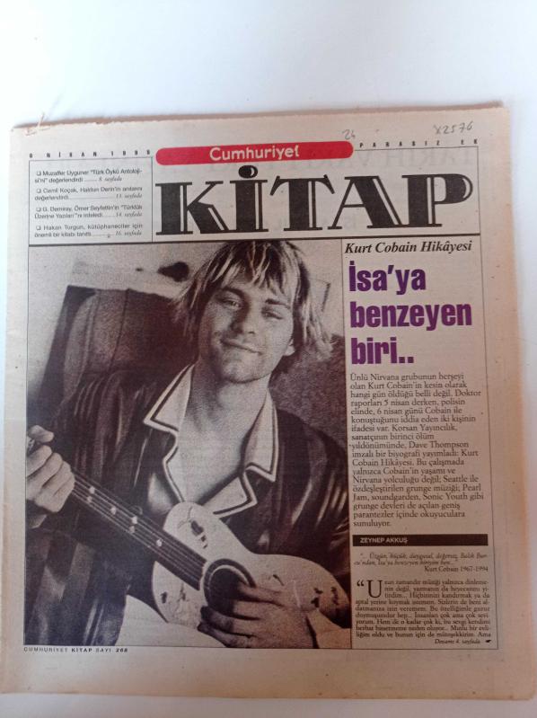Cumhuriyet Kitap 6 Nisan 1995 Sayı 268 Kurt Cobain Fotoğrafı  