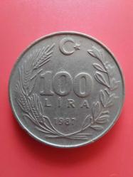 T.C. Merkez Bankası Madeni 100 Lira (1987 Yılı Üretimi) / Bakır - Nikel