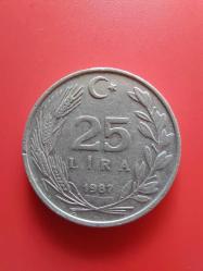 T.C. Merkez Bankası Madeni 25 Lira (1987 Yılı Üretimi) / Etial