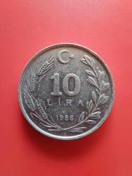 T.C. Merkez Bankası Madeni 10 Lira (1986 Yılı Üretimi) / Etial