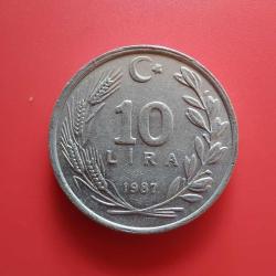 T.C. Merkez Bankası Madeni 10 Lira (1987 Yılı Üretimi) / Etial