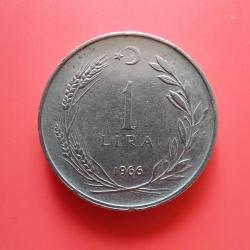 T.C. Merkez Bankası Madeni 1 Lira (1966 Yılı Üretimi) / Acmonital