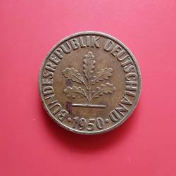 Alman Merkez Bankası Madeni 10 Pfennig (1950 Yılı Üretimi) F Serisi