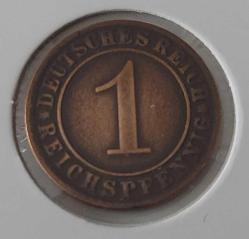 1925 ALMANYA REİCHS DÖNEMİ BRONZ 1 PFENNIG ORİJİNAL PARASI OO2VV1 ÇOK NADİRDİR
