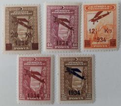 1934 SÜRŞARJLI BİRİNCİ UÇAK PULLARI MNH TAM SERİ 2024 KATALOK DEĞERİ;600.00TL BB1AA2