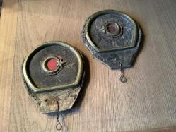 LOT.1 » ÇOK ESKİ DERİ ÜZERİNE PİRİNÇ AY YILDIZ MOTİF -ÇİFT