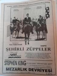 Sinema Gazetesi - 2 Kasım 8 Kasım - Seyirci Rekoru - Terminator 2 - Şehirli Züppeler - Hamlet - Piano Piano Bacaksız - Ömer Kavur - Gizli Yüz - Zuhal Olcay