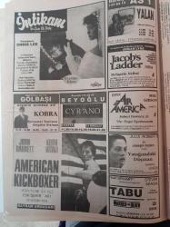 Sinema Gazetesi - 8 Haziran 14 Haziran 1991 - Cezaevinde Çıkan Sinema Dergisi Şimdi İstanbul'da - Nur Sürer - Sinema Günleri - Warner Bross - Sevimli Komedi Filmi Kızım Elden Gidiyor - Yahudi Katliamı