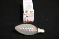 Vitolight 220V 60W buzlu, burgulu  E14 flamanlı buji, mum ampul. Led değildir. 10 ad. fiyatıdır