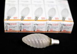 Vitolight 220V 60W buzlu, burgulu  E14 flamanlı buji, mum ampul. Led değildir. 10 ad. fiyatıdır