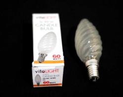 Vitolight 220V 60W buzlu, burgulu  E14 flamanlı buji, mum ampul. Led değildir. 10 ad. fiyatıdır