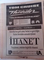 Sinema Gazetesi - 26 Kasım 2 Aralık 1990 - Sayı 63 - Bir Costa Gavras Filmi & İhanet- Tom Cruise- Yıldırım Günleri - Hakan Akçura -  Kör Değilim Demeyi Bilmek - Yönetmen Orhan Oğuz - Senarist Nuray Oğuz - İki Başlı Dev - Cüneyt Arkın -New York Üçlemesi - Woody Allen - Kısa Film'e 40 Milyon Ödül - İhanet - Tom Cruise - Yıldırım Günleri - Cep Sinemaları