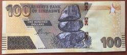 ZİMBABWE 100  DOLAR 2020 ÇİL. KAĞIT  PARA