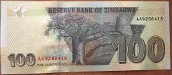 ZİMBABWE 100  DOLAR 2020 ÇİL. KAĞIT  PARA